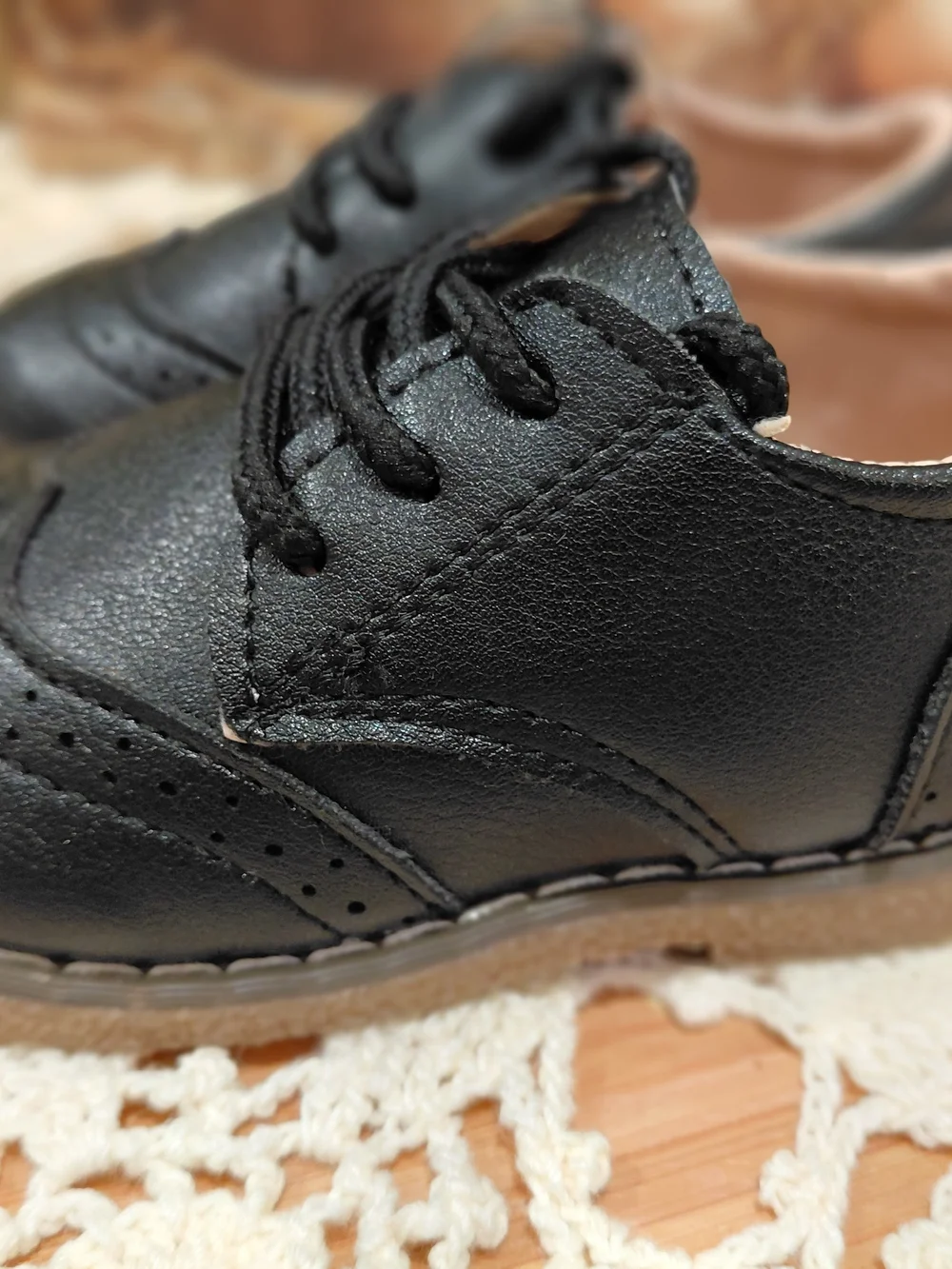 Classic Black Kids' Dress Shoes with Lace-Up Closure